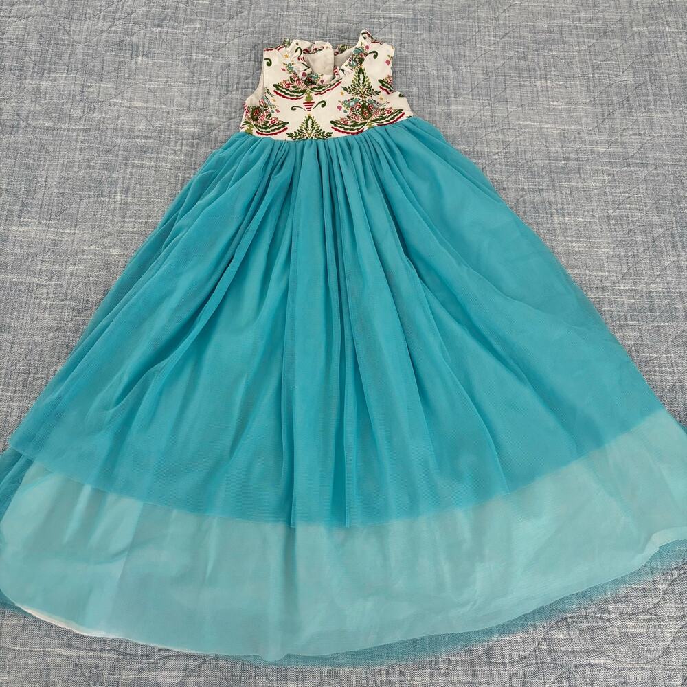 Olive Mae Blue Tulle Christmas Dress Size 2T EUC Handmade in Texas Holiday